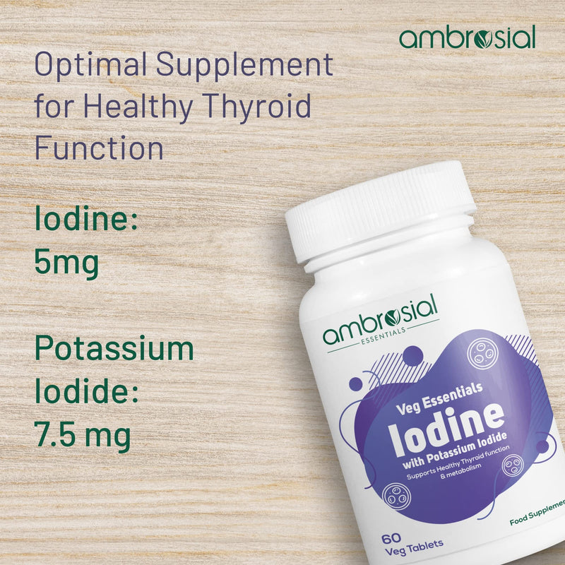 Ambrosial Iodine With Potassium Iodide Dietary Supplement | Super Dose Of Iodine | Natural Source Of Potassium Iodide | 60 Vegan Capsules (5000Mcg) (Pack Of 1) - NewNest Australia