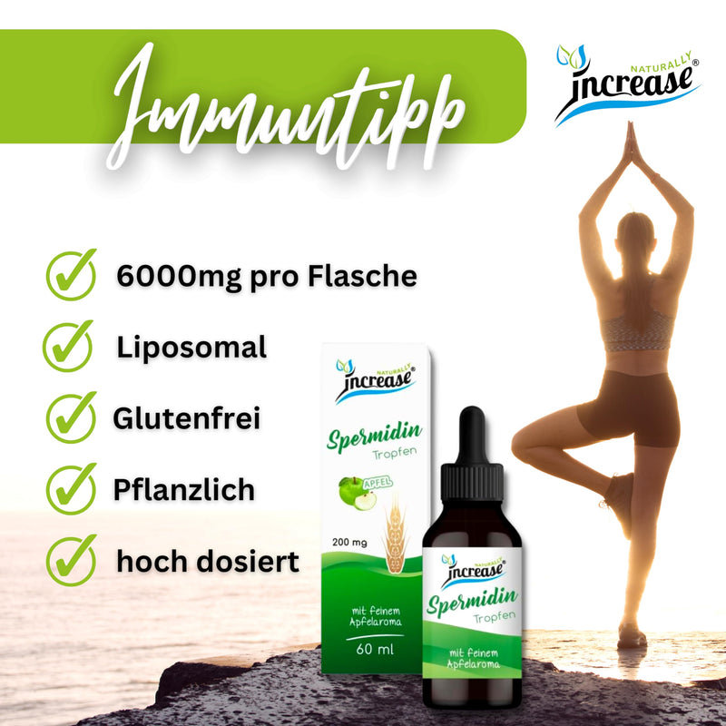 Increase Liposomal Spermidine Drops High Dose - 200Mg Spermidine Per Daily Dose (6000Mg Spermidine Per Pack) - Keto Mct Oil C8 & C10 - Gluten Free - High Bioavailability - Vegan (Apple) Apple - NewNest Australia