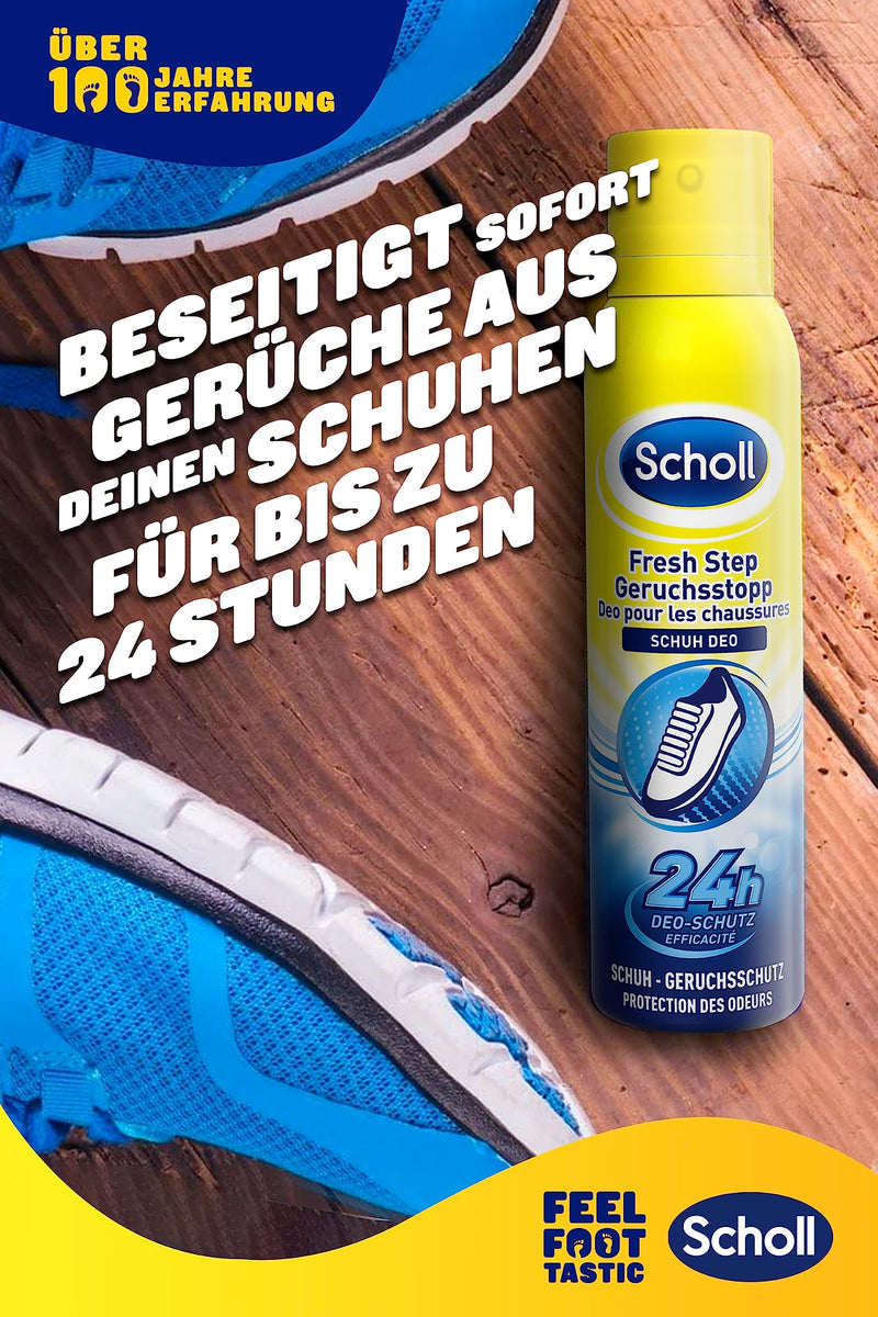 Scholl Fresh Step Odor Stop Shoe Spray, mild foot deodorant with long-lasting effect against unpleasant odors, fresh shoes, (1 x 150 ml) 150 ml (pack of 1) - NewNest Australia