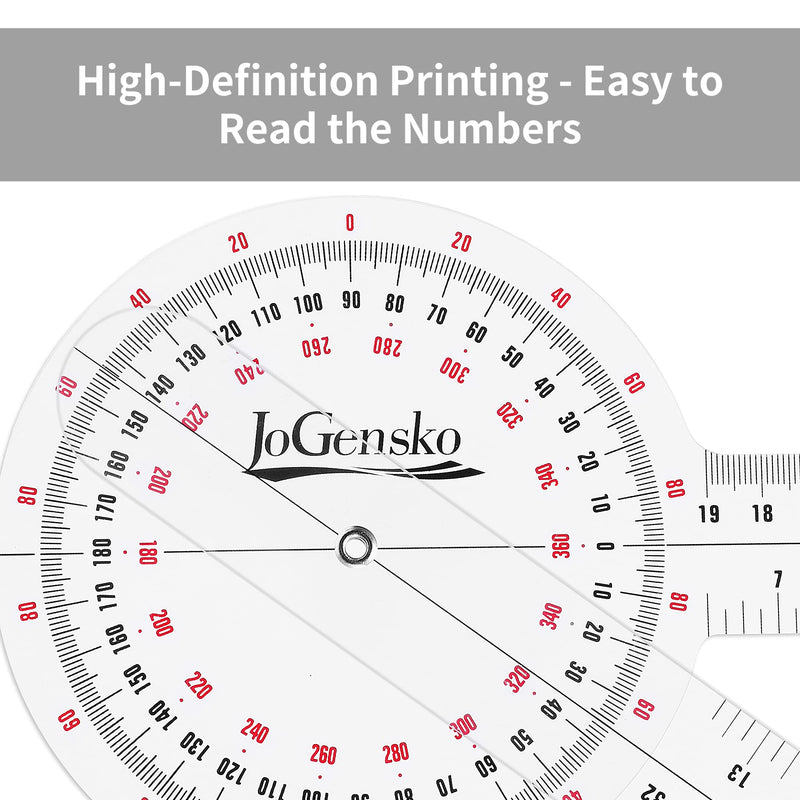 JoGensko 12 Inch Goniometer for Orthopaedic Use, 360 Degree Large Size Plastic Goniometer，Physical Therapy Angle Protractor Ruler for Knee Joints, Elbow, Shoulder or Hip - NewNest Australia