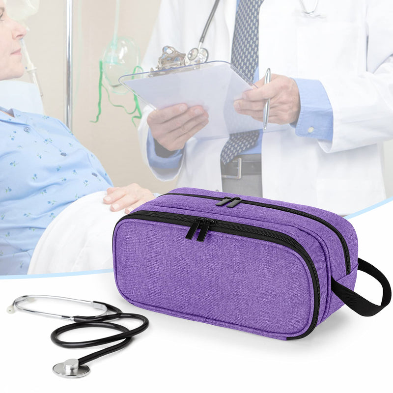 Trunab Stethoscope Carrying Case Compatible with 3M Littmann/MDF/ADC, Hold Two Stethoscopes or BP Cuffs, Medical Case with Extra Pocket for Nurse Accessories, Essentials for Nurses, Doctors, Purple - NewNest Australia