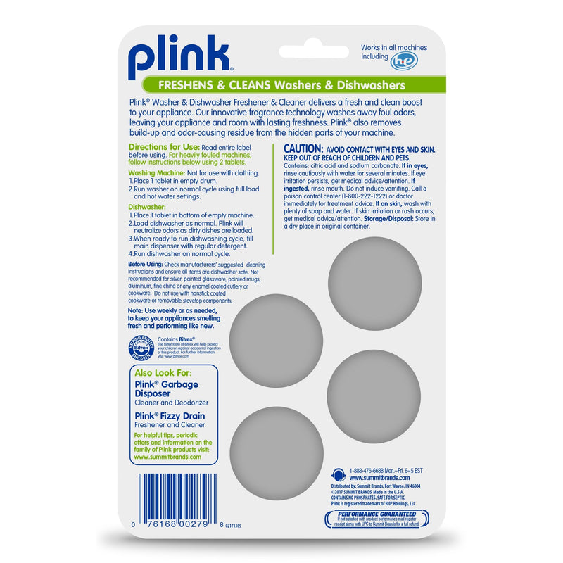 Plink-9024 Summit Brands Washer and Dishwasher Freshener Cleaner, 4 Tabs, 4-Count, Yellow, 4 Piece - NewNest Australia