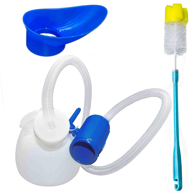 testyu Urinal Bottle Unisex, 2000ML Reusable Urinal Portable Spill Proof Plastic Pee Bottle Large with Hose Screw Lid and Clean Brush for Car Home Toilet Travel Camping (White) White - NewNest Australia