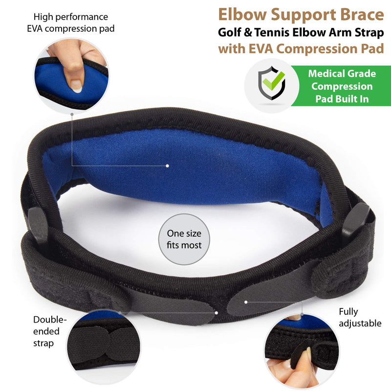 Ionocore® Elbow Support Protection System | Copper Compression Sleeve & Tennis Elbow Support Strap | Tennis Elbow, Golfers Elbow, Pain Relief | Joint & Forearm Protection | MEDIUM: 10.5"-12" - NewNest Australia