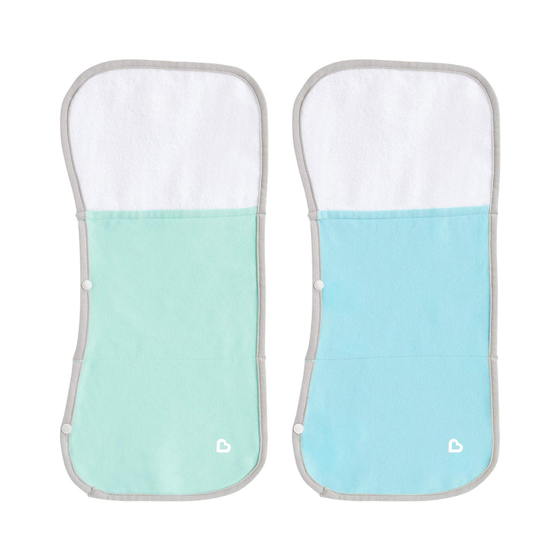 Munchkin TheraBurpee: 2 Pack Burp Cloths with Built-in Pockets, for use with Colic & Fever Rescue Kit, 1 Blue, 1 Mint 2pk Burp Cloths - NewNest Australia