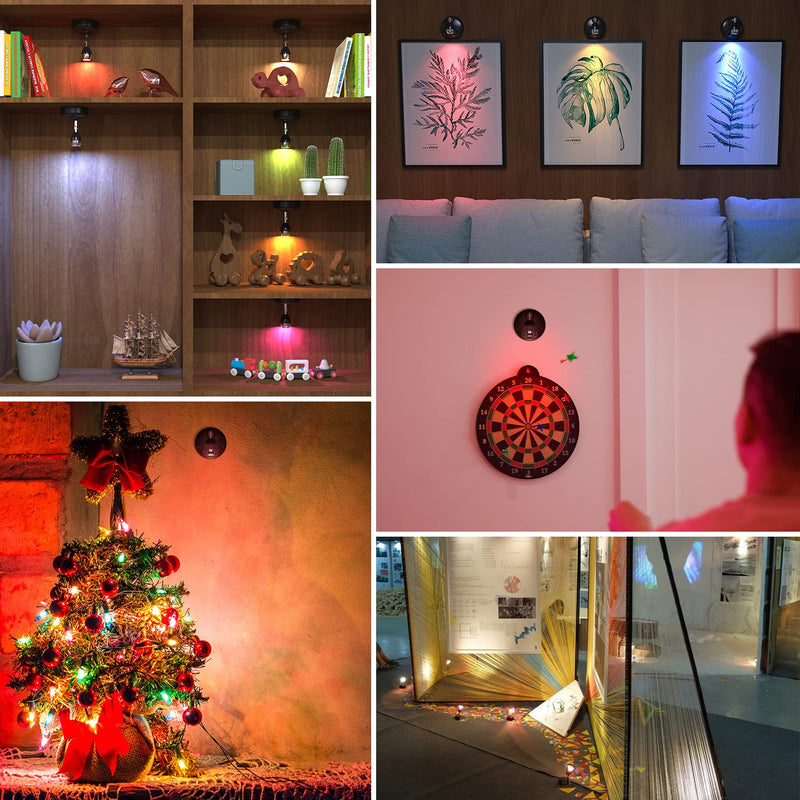 T-Dimeen LED Spot Lights Indoor Wireless Battery Operated Small Spotlight with Remote Control RGB+W Mini Accent Lights w/ Dimmer & Timer for Lighting up Artwork Painting Display (2-Pack) 2 Pack - NewNest Australia