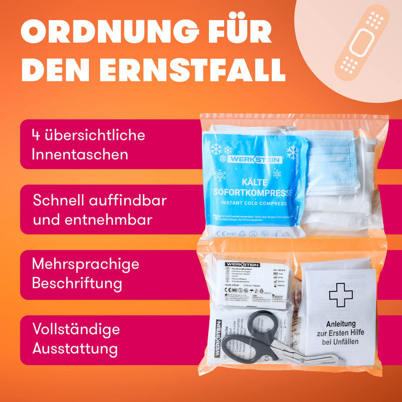 First Aid Refill Set Din 13157:2021 Including First Aid Instructions - First Aid Kit Refill Set Din 13157 With Practical Inner Pockets - Din 13157 Refill Set For Companies - Bandage Material Set - NewNest Australia
