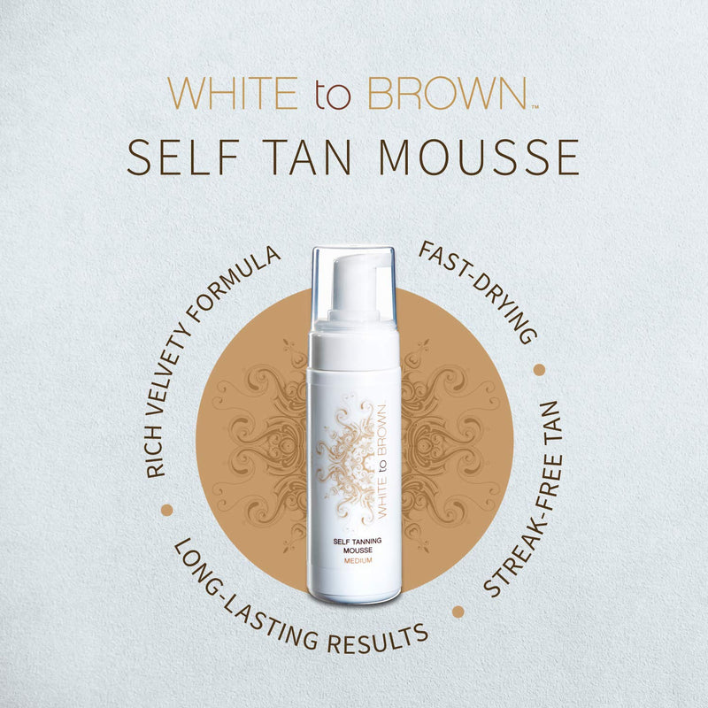 WHITE to BROWN Tanning Mousse. Instant Fake Tan Body Mousse, Fast Drying, No Transfer Self Tan, For A Natural Sun Kissed Glow, Medium (150ml) - NewNest Australia