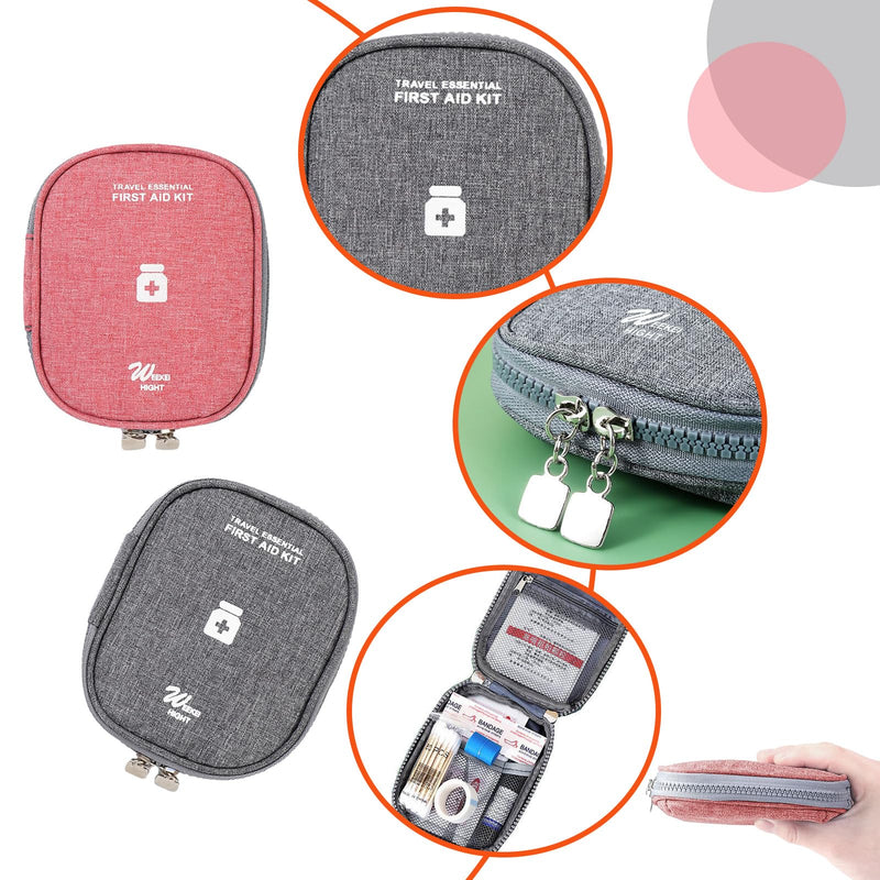 Cpyjw Pack Of 2 Small Medicine Bag, Travel Pharmacy Bag, Mini First Aid Bag, Medicine Bag, On The Go Small Travel Pharmacy Waterproof For In The Office, Travel, Camping (Grey + Wine Red, Gray - NewNest Australia