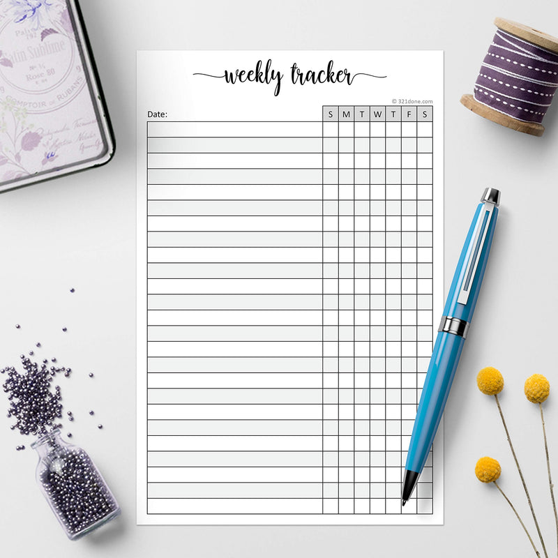 321Done Weekly Tracker Notepad - 50 Sheets (5.5" x 8.5") - Habit Tracking Days of Week Tear-Off Sheets, Planner Organizing - Made in USA - Simple Script 5.5" x 8.5" Portrait Smtwtfs - NewNest Australia