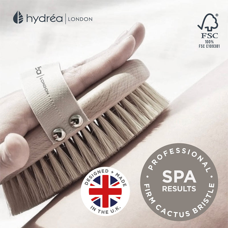 Hydrea London Body Brush - Exfoliating Dry Scrubber, Cellulite Remover, & Skin Exfoliator, Helps Improve Lymphatic Flow - 100% Vegan, FSC® Certified Beechwood, & Natural Cactus Bristle Body Brush Only - NewNest Australia