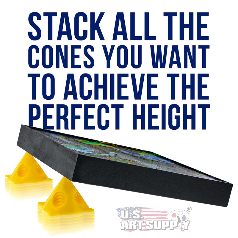 U.S. Art Supply Yellow Cone Canvas and Cabinet Door Risers - Acrylic and Epoxy Pouring Paint Canvas Support Stands (Pack of 20) Great to get your Canvas or Cabinet Doors elevated for a clean paint job 1 - NewNest Australia
