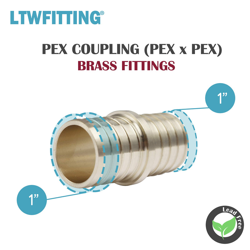 LTWFITTING Lead Free Brass PEX Crimp Fitting 1-Inch PEX Coupling (Pack of 5) - NewNest Australia