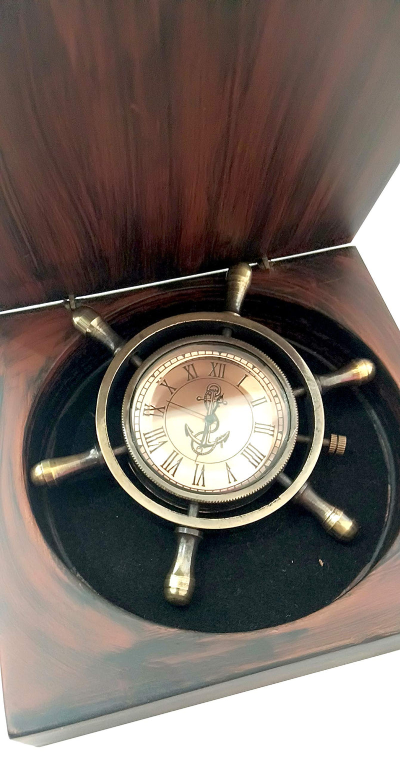 NewNest Australia - collectiblesBuy Antique Brass Pocket Watches Unisex Desk Clock Paperweight Vintage Box 