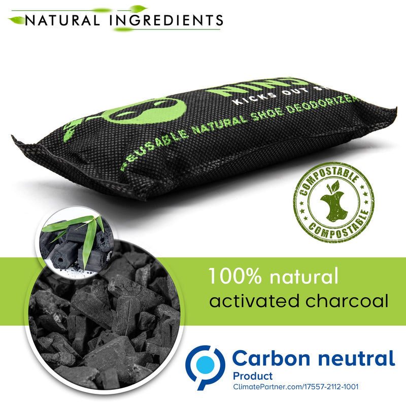 Charcoal Shoe Deodorizer - Natural, Long Lasting, and Easy to Use 4 Pack of Shoe Odour Eliminator for Smell Free Shoes - Nail Clippers Included with Shoe Smell Remover Bags - NewNest Australia