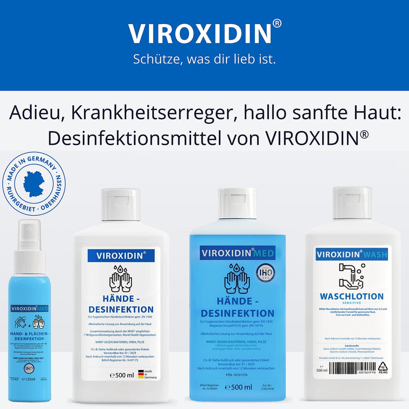 Viroxidin Disinfectant For Hands, 500 Ml Euro Dispenser Bottle, Virucide, Kills 99% Bacteria, 83% Alcohol (Ethanol), Hand Disinfectant Against Bacteria, Viruses And Fungi For Rubbing, 500 Ml (430 G) - NewNest Australia