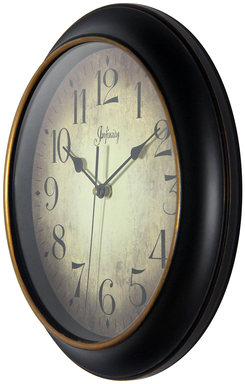 NewNest Australia - Infinity Instruments 14877BG-2732 Precedent Silent Sweep 12 inch Wall Clock Black 