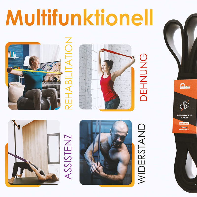 Majestic Sport Home Band, Fitness Bands Set, 100% Latex, 4 Strengths (Resistance Bands Set, Resistance Bands Strength Training, Tera Bands Set, Pull-Up Band, Sports Bands, Rubber Band Sport) Yellow: Light 2-6Kg - NewNest Australia