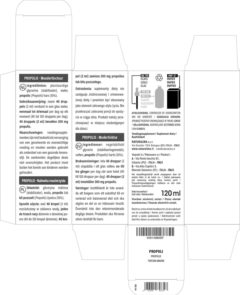 Propolis (Propolis) Resin Alcohol-Free Mother Tincture Naturalma | Liquid extract drops 120 ml | Dietary supplement alcohol-free 120 ml (pack of 1) - NewNest Australia