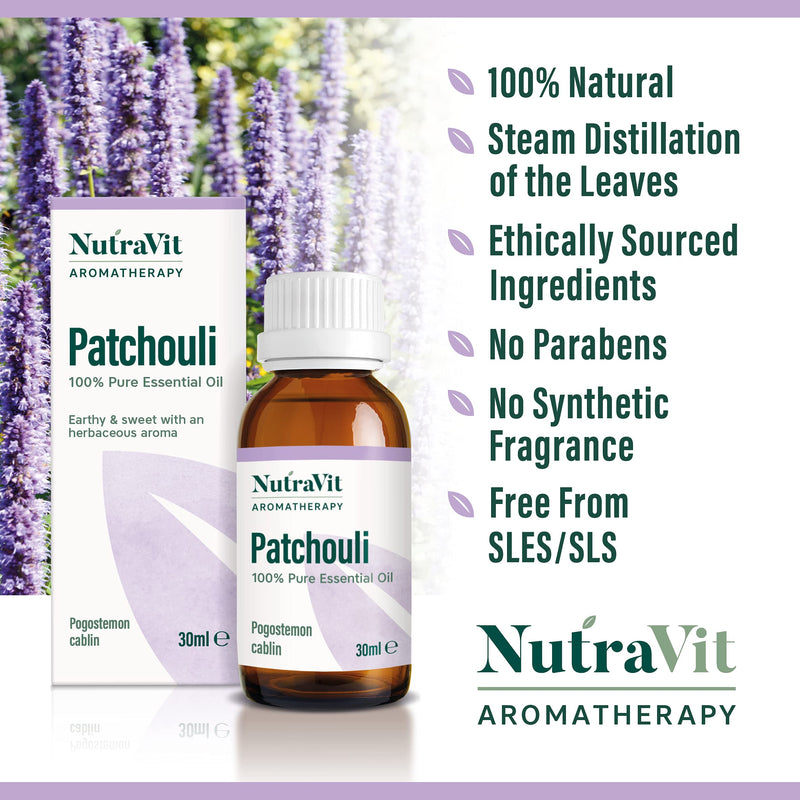 NutraVit - Sri Lankan Patchouli Oil | 100% Pure Essential Oil - 30ml - Theraputic Grade Aromatherapy Oil - Diffuser, Humidifier | for Dry Skin, Hair Growth & Uplift Energy - NewNest Australia