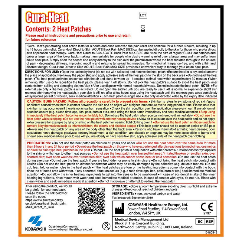 Cura-Heat Back Pain MAX Size Direct-to-Skin, Pack of 2 & Cura-Heat Back and Shoulder Pain Heat patche | 7 Patches | Targeted Pain Relief | Pain Relief up to 24h | Penetrating Heat Action - NewNest Australia