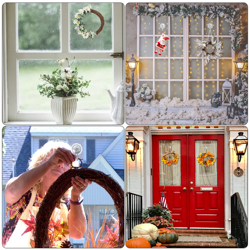 Wreath Hanger, VIS'V Large Clear Removable Heavy Duty Suction Cup Wreath Hooks 22 LB Strong Window Glass Door Suction Cup Wreath Holder for Halloween Christmas Wreath Decorations - 2 Packs - NewNest Australia