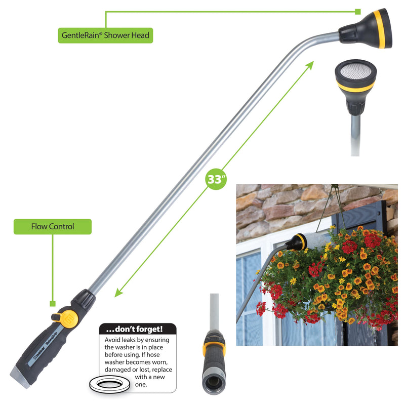 Melnor 65146AMZ RelaxGrip Shower Head Watering QuickConnects 33" Wand, Black/Yellow - NewNest Australia