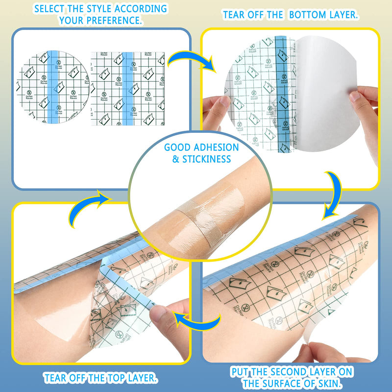 50 Pieces Waterproof Adhesive Bandages Transparent Stretch Bandages Protective Clear Films Dressing Tattoo Bandages Cover Dressing Tapes for Shower Swimming (4 x 4 Inch) 4 x 4 Inch - NewNest Australia