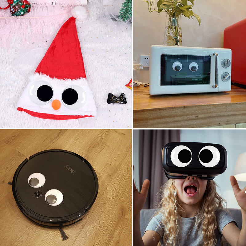 Cinvo 2.7 Inch Medium Googly Eyes Self Adhesive 7cm Big Wiggle Eyes Large Sticky Eyes for Party Halloween Decor Door Christmas Trees Cleaning Robot VR Goggles Classroom DIY Craft Projects (Pack of 6) 7 cm googly eyes - NewNest Australia