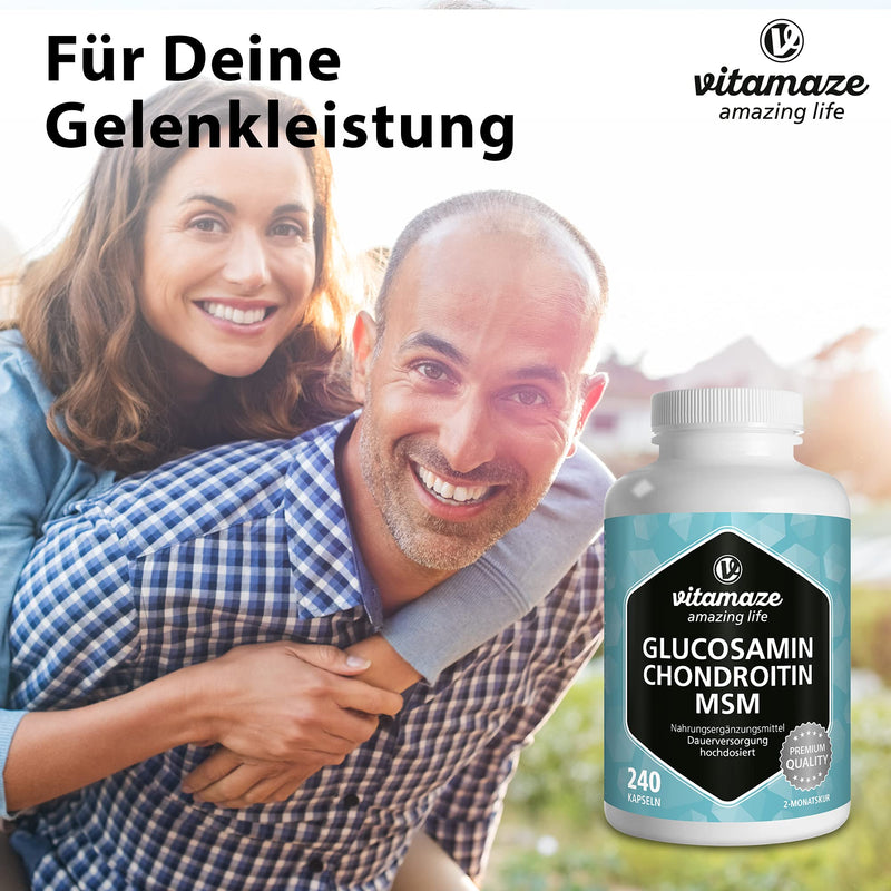 Vital Complex With Glucosamine, Chondroitin, Msm, High Dose, 240 Capsules For 2 Months With Vitamin C, Natural Dietary Supplement Without Additives, Made In Germany - NewNest Australia