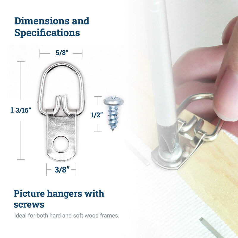 D Ring Picture Hangers with Screws - 100 Pack - Bulk D Rings - Pro Quality d-Rings - Picture Hang Solutions - NewNest Australia