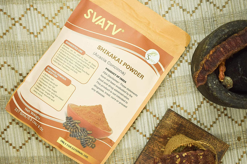 SVATV Shikakai Powder (Acacia Concinna) Natural Hair Growth & Ayurvedic Hair Mask Strengthens and Repairs Damage Hair for Men and Women Natural Hair Care Products - 227grams - NewNest Australia