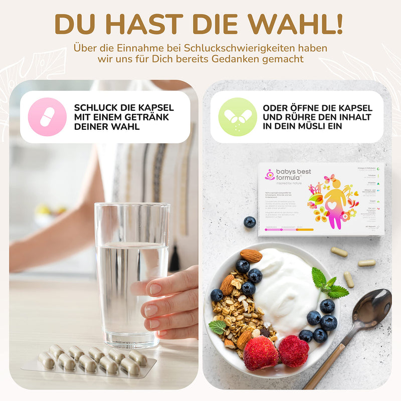Baby's Best | Vitamins for children | Pregnancy vitamins | Breastfeeding | Folic acid 600 mcg | vegan Omega 3 | purely plant-based | only 1 capsule per day | Made in Germany - NewNest Australia