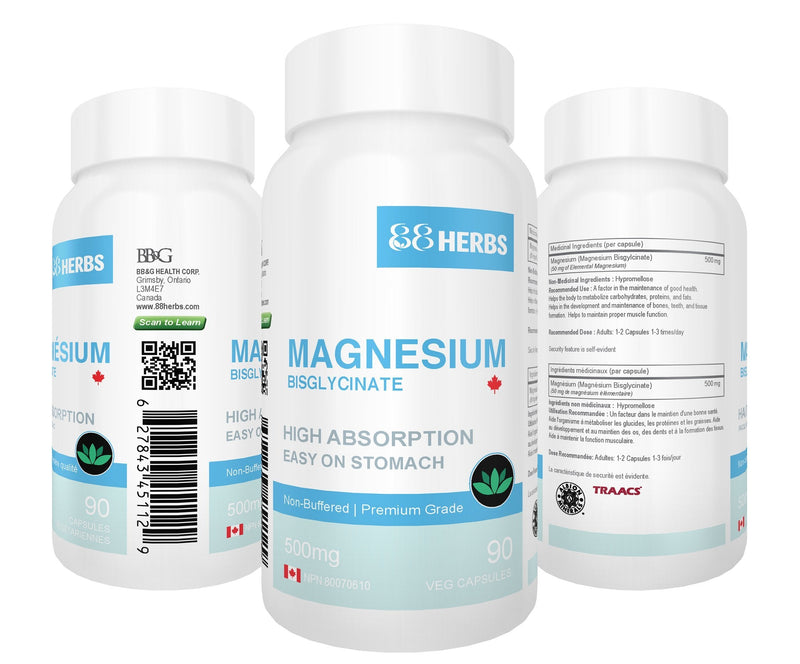 Magnesium Bisglycinate – Highest Absorption – Premium Grade – No Fillers – Non Buffered – 90 Veg Caps – 500mg Magnesium Bisglycinate per Cap (50mg Elemental Magnesium) - NewNest Australia