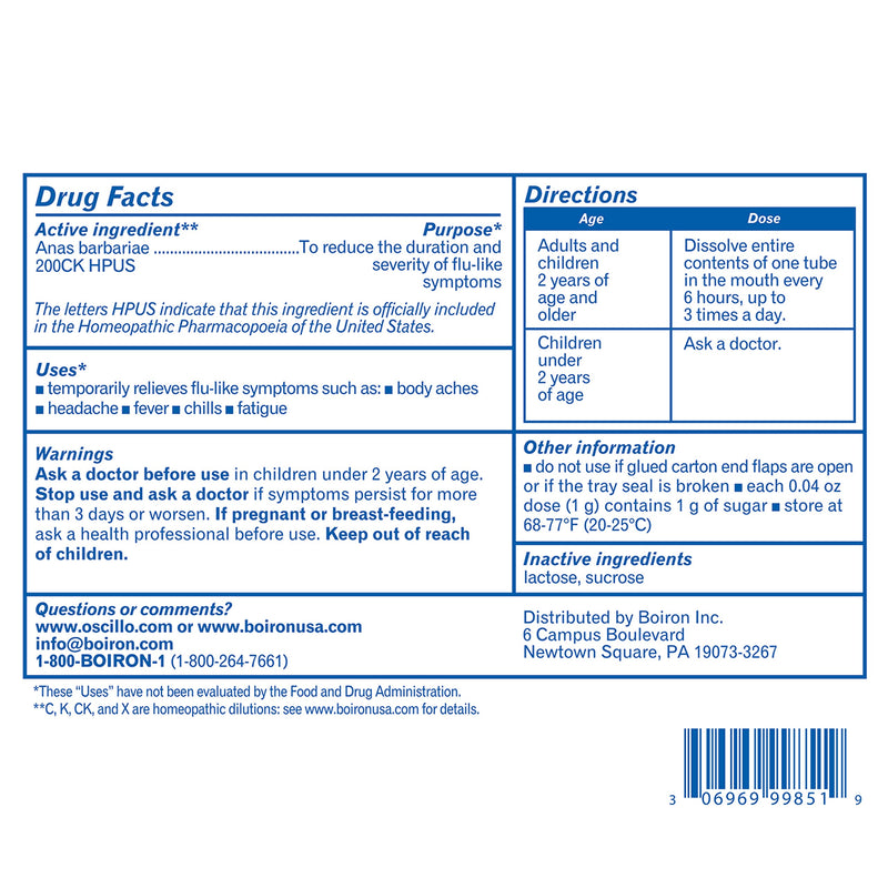 Boiron Oscillococcinum Doses Homeopathic Medicine for Flu-Like Symptoms, 0.04 Oz, 6 Count 6 Count (Pack of 1) - NewNest Australia
