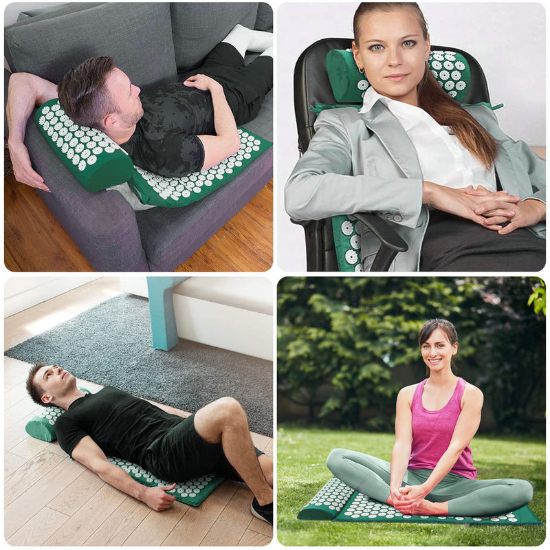 Acupressure Mat & Pillow Set/Acupuncture Mat Spike Yoga Mat For Massage Wellness Relaxation And Tension Relaxation Muscles Relaxation After Sports Recovery - With Carry Bag - NewNest Australia