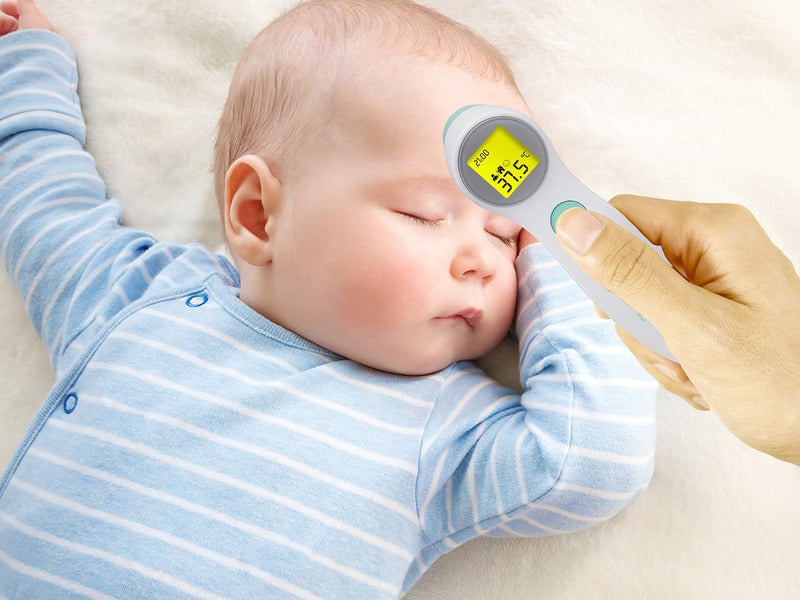Beper P303Med001 Non-Contact Infrared Thermometer Measures Body/Liquids/Objects And Surfaces, Backlit Lcd Display, Memory For 10 Measurements, White/Water Green - NewNest Australia