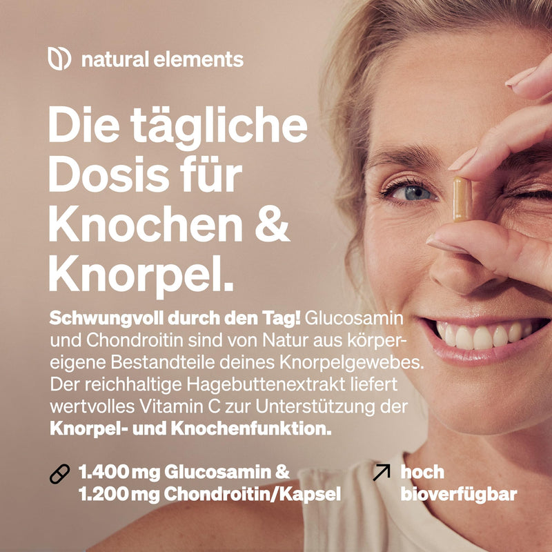 Glucosamine & Chondroitin - 180 capsules with vitamin C - contributes to normal collagen formation - high dosage, without unnecessary additives - produced in Germany & laboratory tested - NewNest Australia