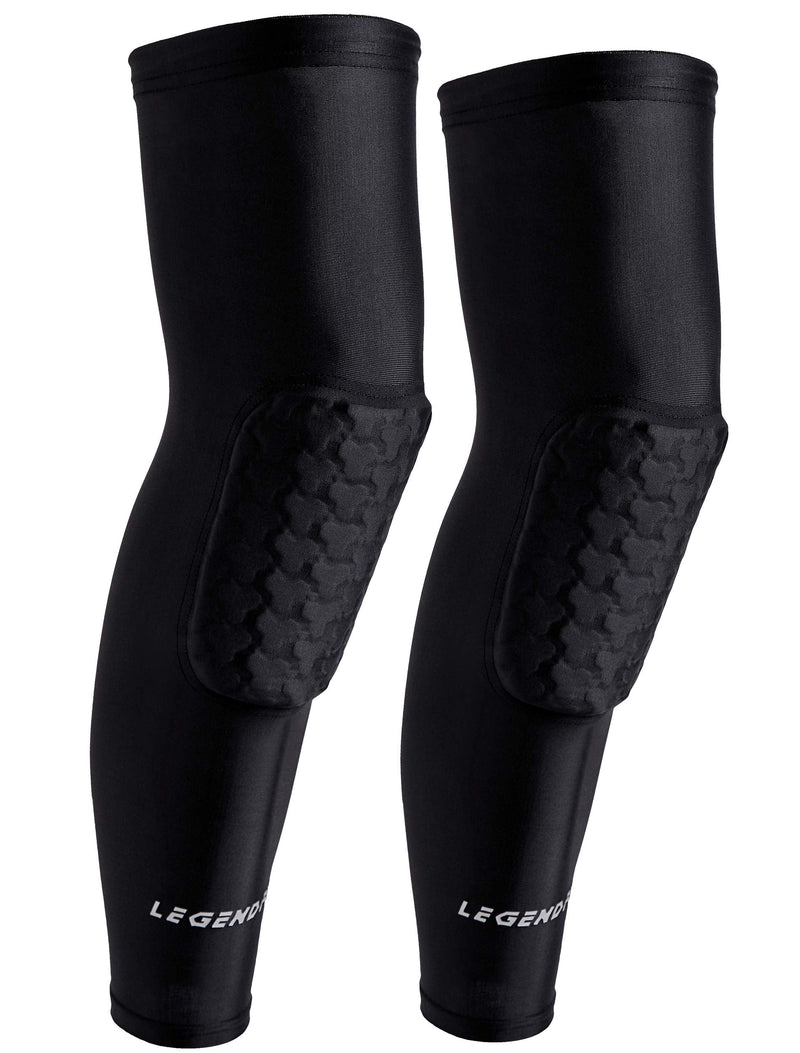 Legendfit Basketball Knee Pads for Kids Youth Adults Protective Padded Compression Long Leg Sleeves Sports Gear for Volleyball Baseball Football Wrestling 1 Pair Black X-Large - NewNest Australia