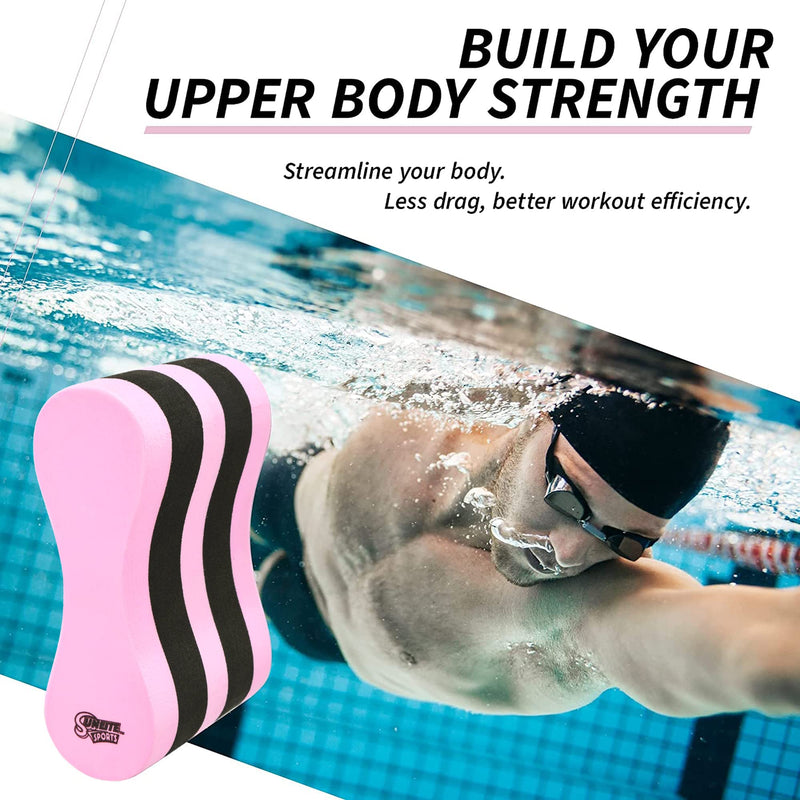 Sunlite Sports EVA 5-Layer Pull Buoy Leg Float - Pool Training Aid, Legs and Hips Support for Adults, Kids, and Beginners, for Swimming Stroke Standard Pink/Black - NewNest Australia