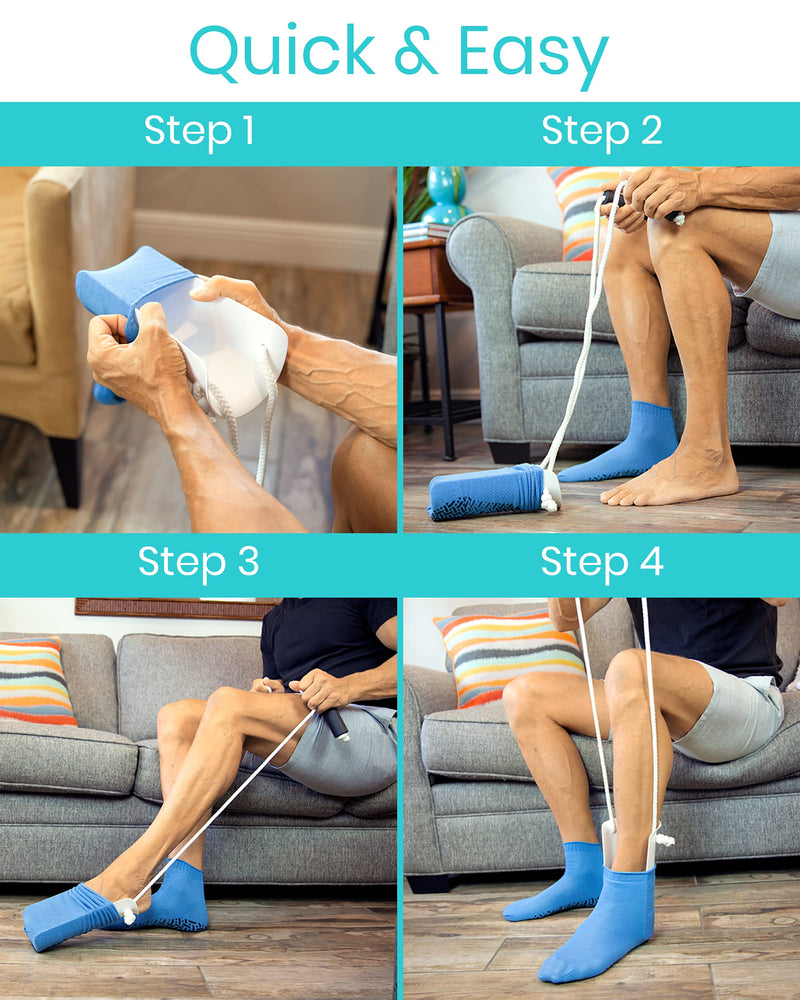 Vive Sock Aid - Easy On and Off Stocking Slider - Donner Pulling Assist Device - Sock Helper Aide Tool - Puller for Elderly, Senior, Pregnant, Diabetics - Pull Up Assistance Help 1 Count (Pack of 1) - NewNest Australia