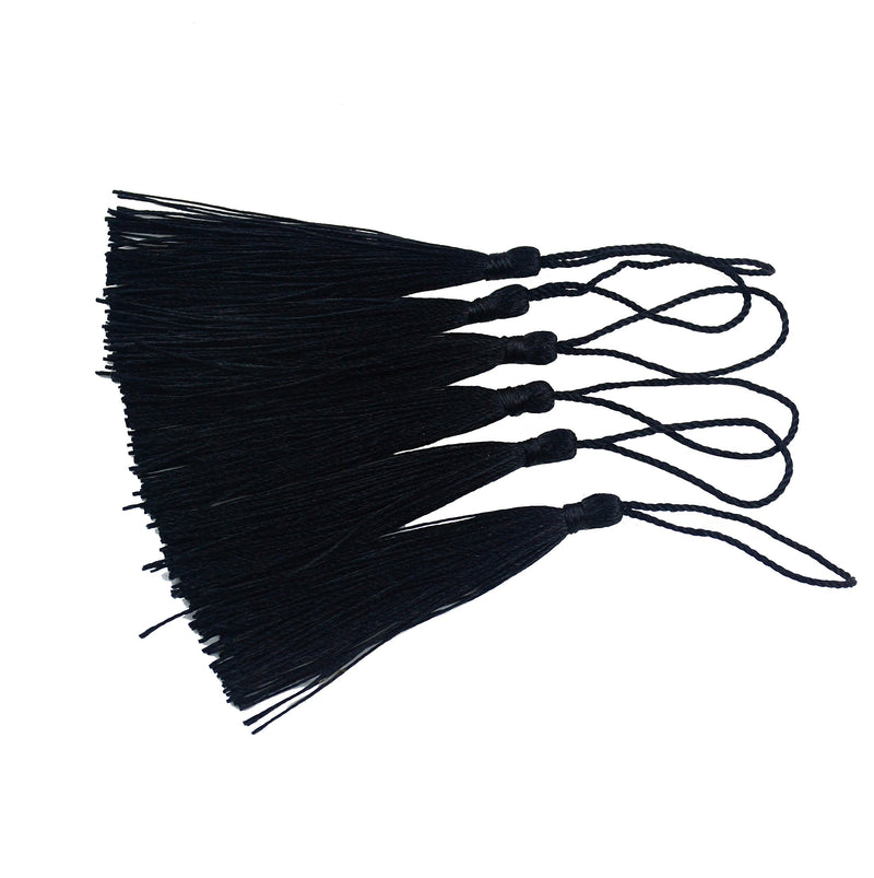 Aokbean 100pcs 5 Inches Handmade Silky Floss Soft Craft Bookmark Tassels with Loops for DIY, Jewelry Making, Graduation Tassel,Bookmarks,Souvenir(Black) Black - NewNest Australia