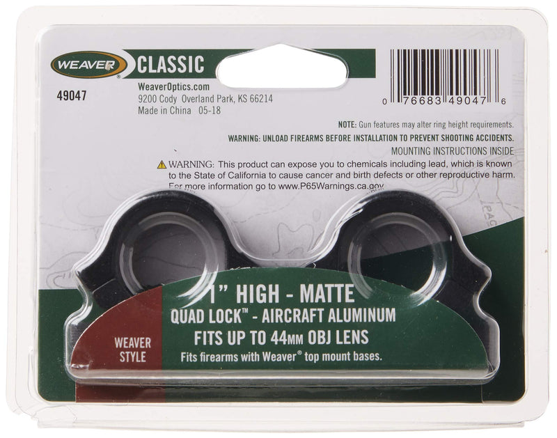 WEAVER Quad Lock 1-Inch High Detachable Rings Matte Black - NewNest Australia