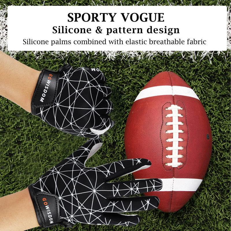 GOWISDOM Youth Football Gloves, High Silicone Grip Receiver Gloves for Kids, Youth Sports Football Gloves for Boys Girls M/L(6-6.5 inch) - NewNest Australia