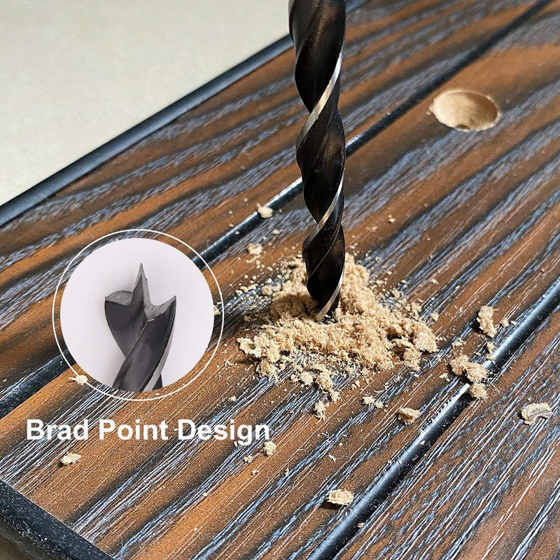 COMOWARE 12“ Extra Long Brad Point Drill Bit Set - 300mm Carbon Steel Wood Drill Bit Set for Hardwood, Plywood, Plastic, 7Pcs | 1/8'', 3/16'', 1/4'', 5/16'', 3/8'', 7/16'', 1/2'' 7 Pcs - NewNest Australia
