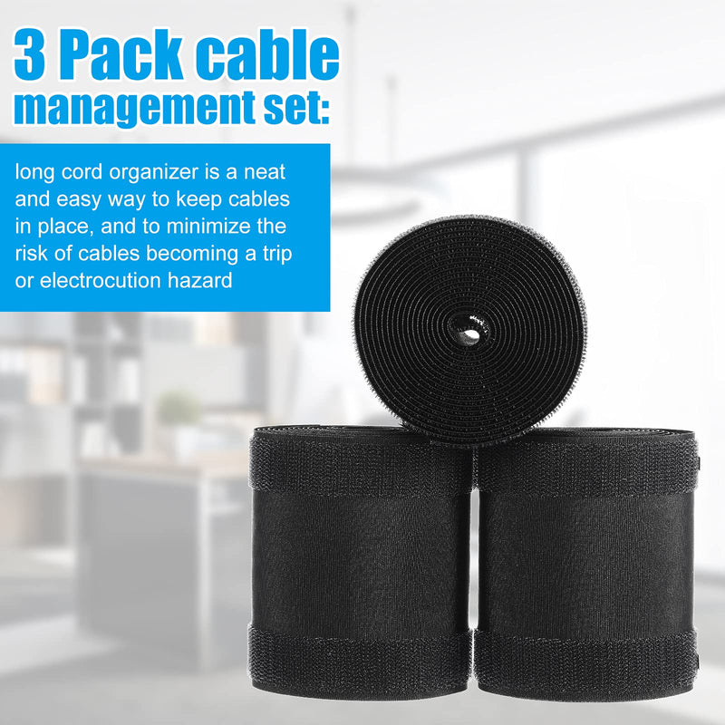 Cable Grip Floor Cable Cover Cords Cable Protector Cable Management Only for Commercial Office Carpet (Black,3 Pieces) 3 Pieces Black - NewNest Australia