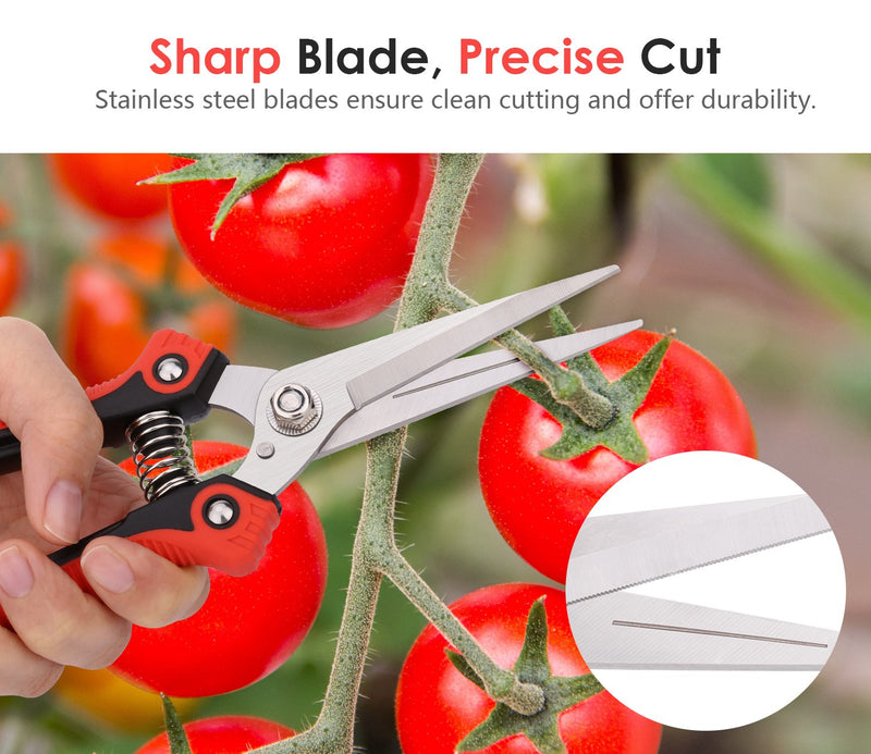 Housolution Pruning Shears, Heavy Duty Stainless Steel Ultra Sharp Multi-Purpose Hand Pruner Scissors for Garden Harvesting Fruits Vegetables, Trimming Pklants Flowers, Black & Red - NewNest Australia