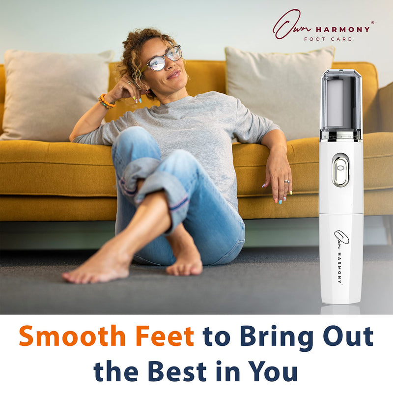 Own Harmony Electric Foot File Callus Remover & Electronic Nail File (4 in 1) Best Mani Pedi Tools - Professional Manicure & Pedicure Care Set - Perfect Toenail Polisher and Shine Buffer (USB Cord) White - NewNest Australia
