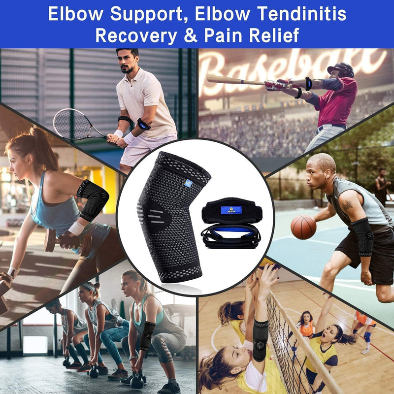 Abyon Elbow Support (1 Piece) With Tennis Elbow Bandage (2 Pieces) For Men And Women, Elbow Bandage Compression For Arthritis, Golfer'S Elbow, Tennis Elbow, Tendonitis, Joint Pain - NewNest Australia