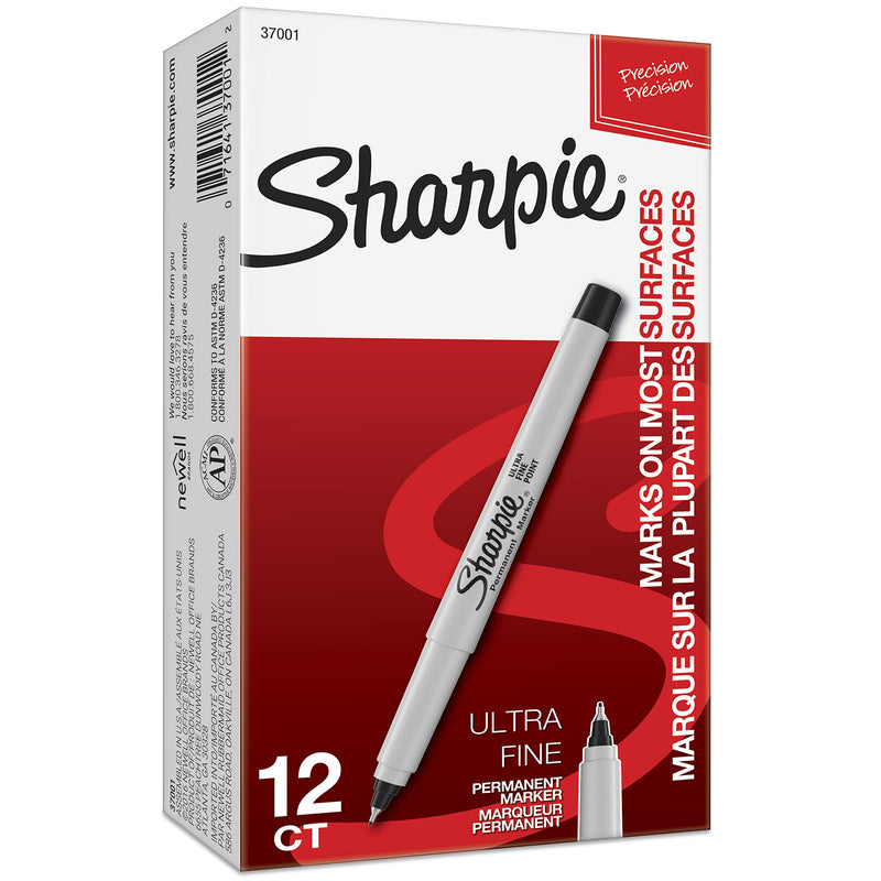 Sharpie Permanent Markers, Ultra Fine Point, Black, 12 Count - NewNest Australia